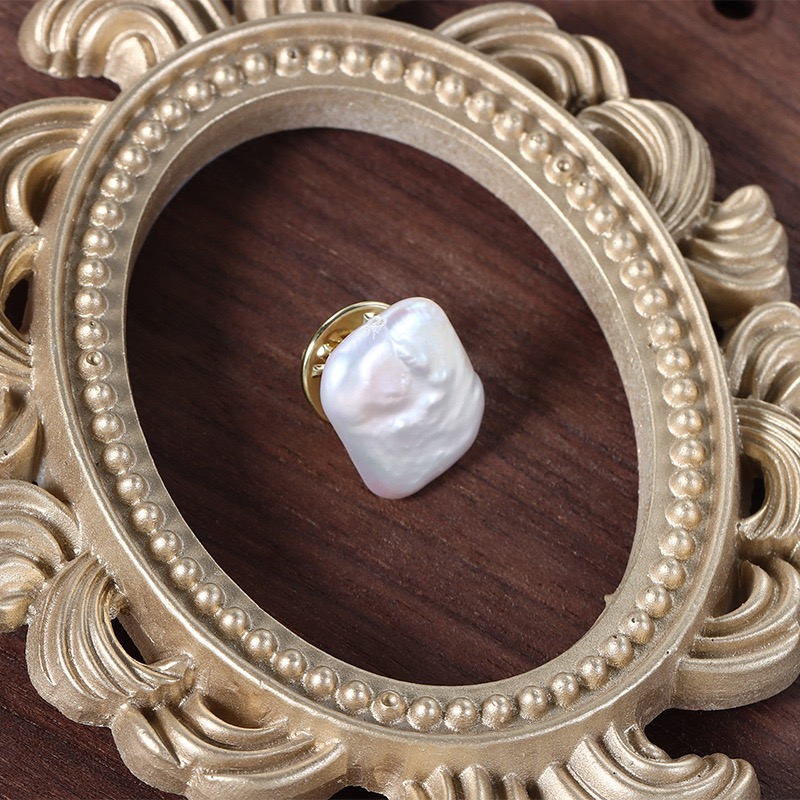 Gold-Plated Pearl Brooch
