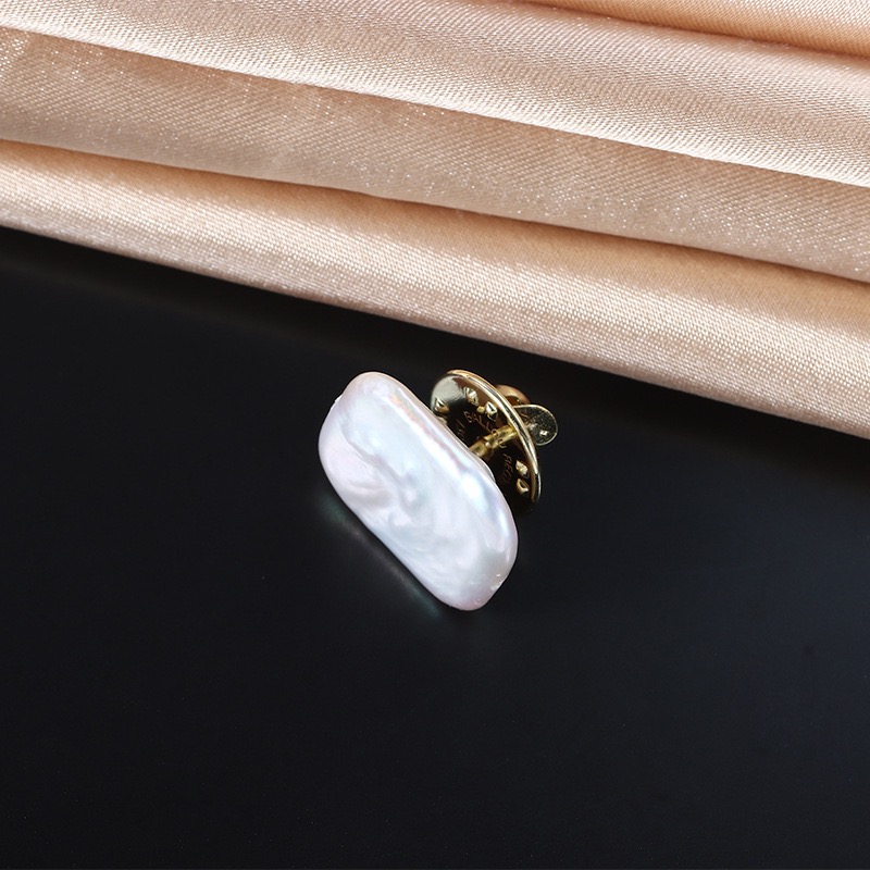 Gold-Plated Pearl Brooch