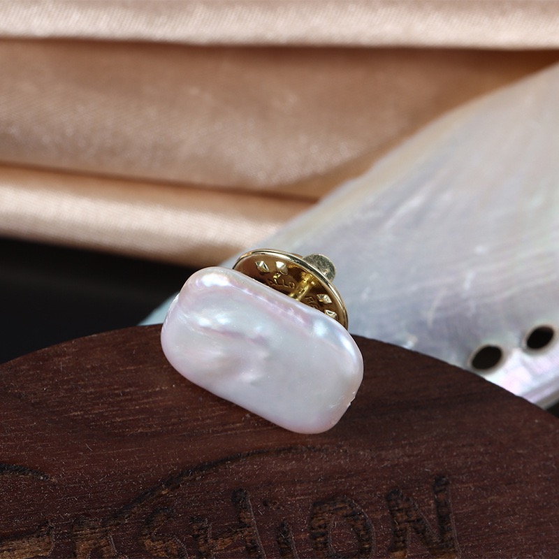 Gold-Plated Pearl Brooch