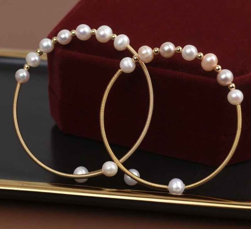 Elegant Pearl Hoop Earrings