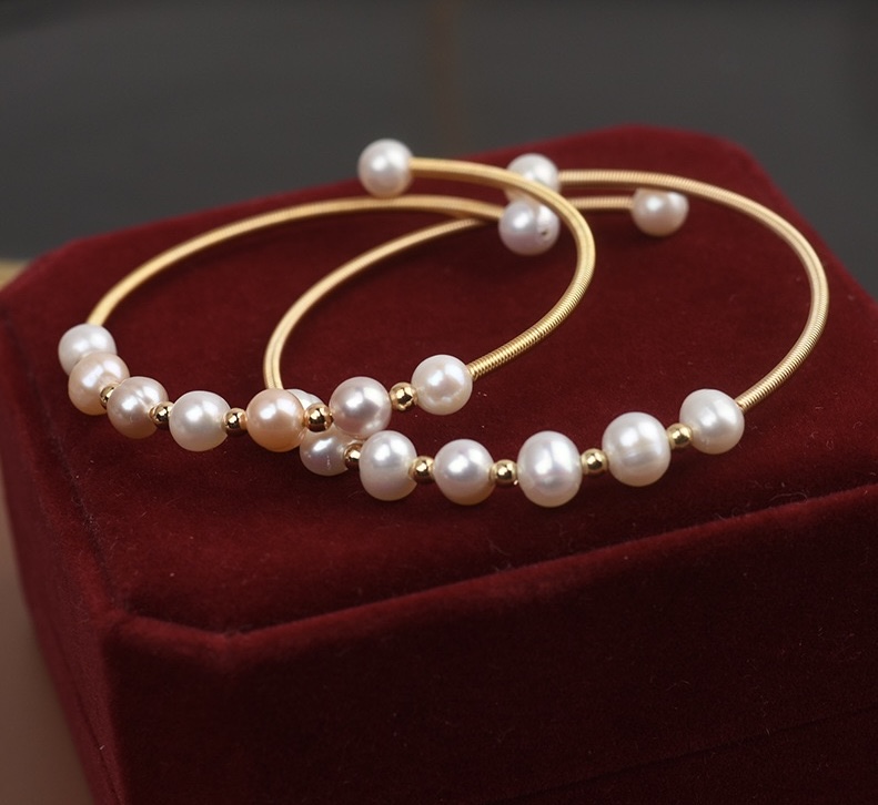 Elegant Pearl Hoop Earrings
