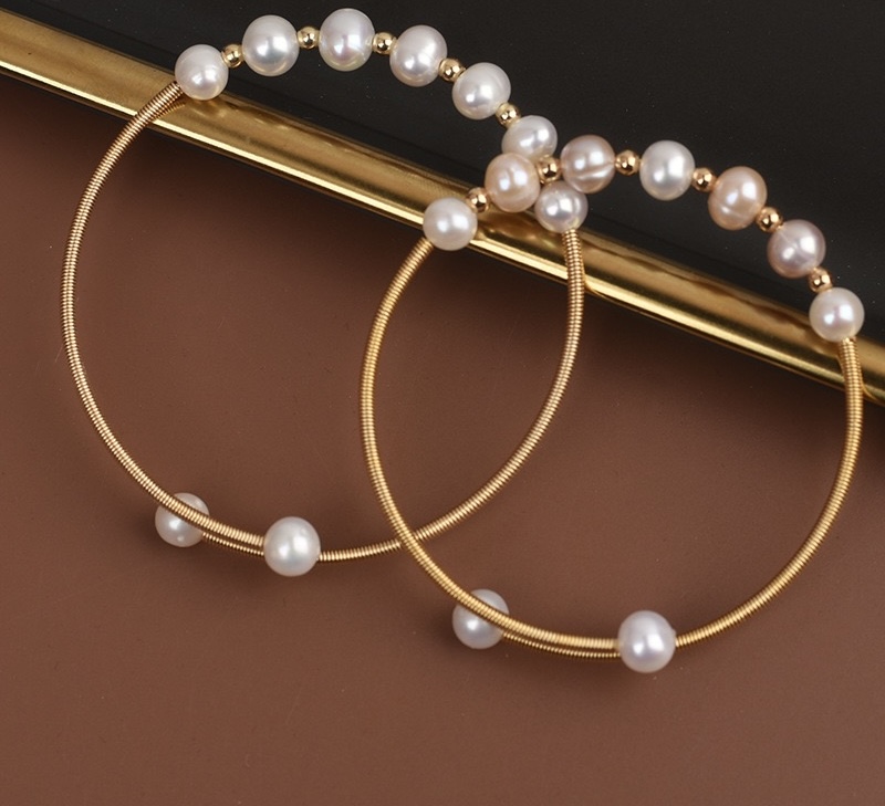 Elegant Pearl Hoop Earrings