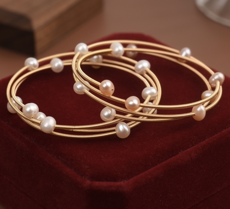 Elegant Gold Pearl Bracelets