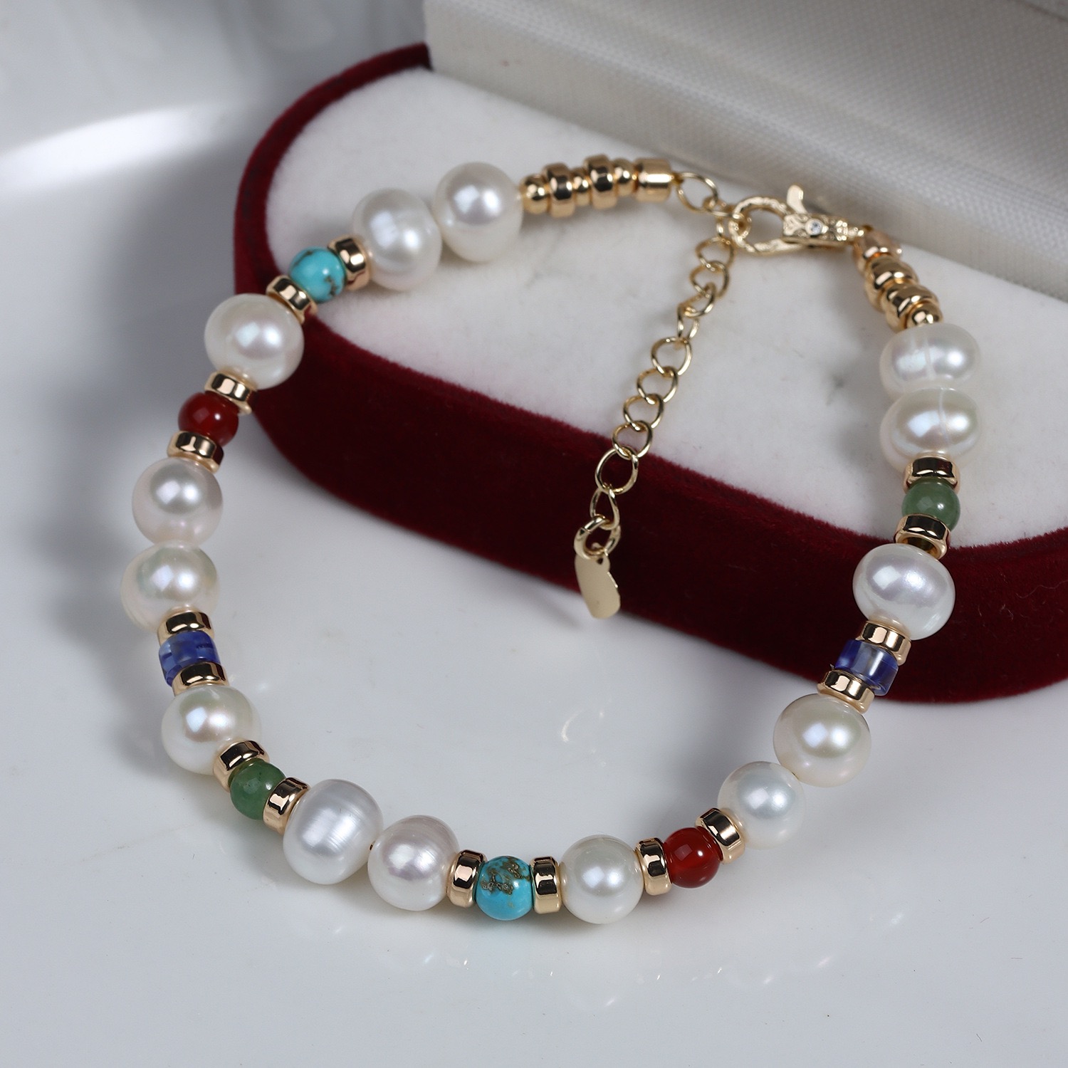 Elegant Pearl and Gemstone Bracelet