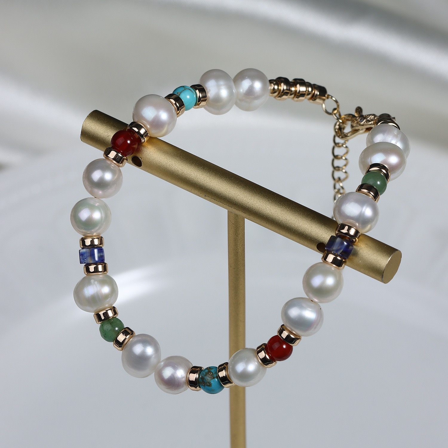 Elegant Pearl and Gemstone Bracelet