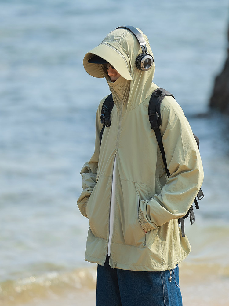 Men/ women green sun shirt Lightweight Hooded Jacket