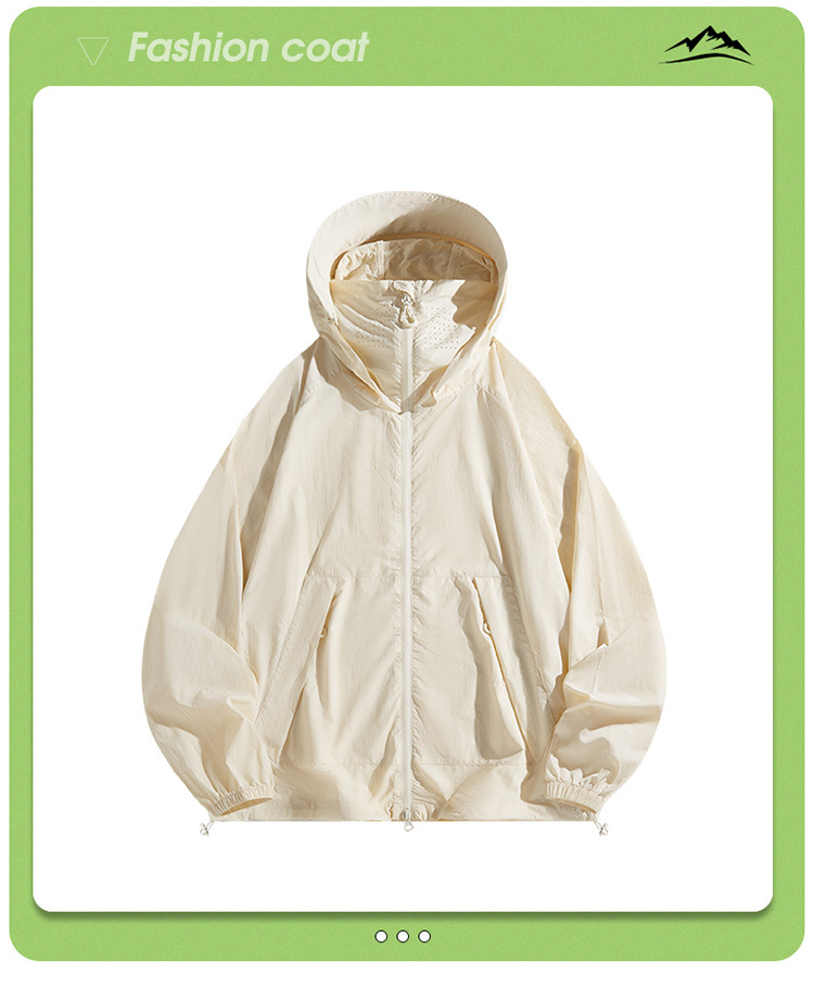 Men/ women sun shirt Beige Hooded Windbreaker