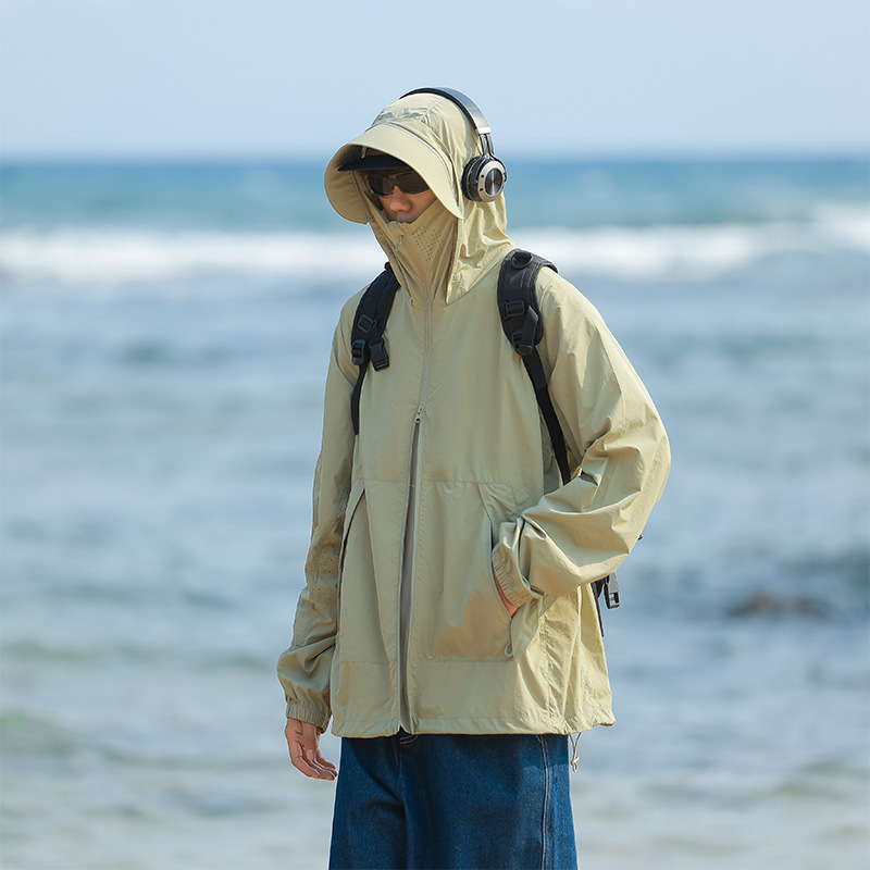 Men/ women green sun shirt Lightweight Hooded Jacket