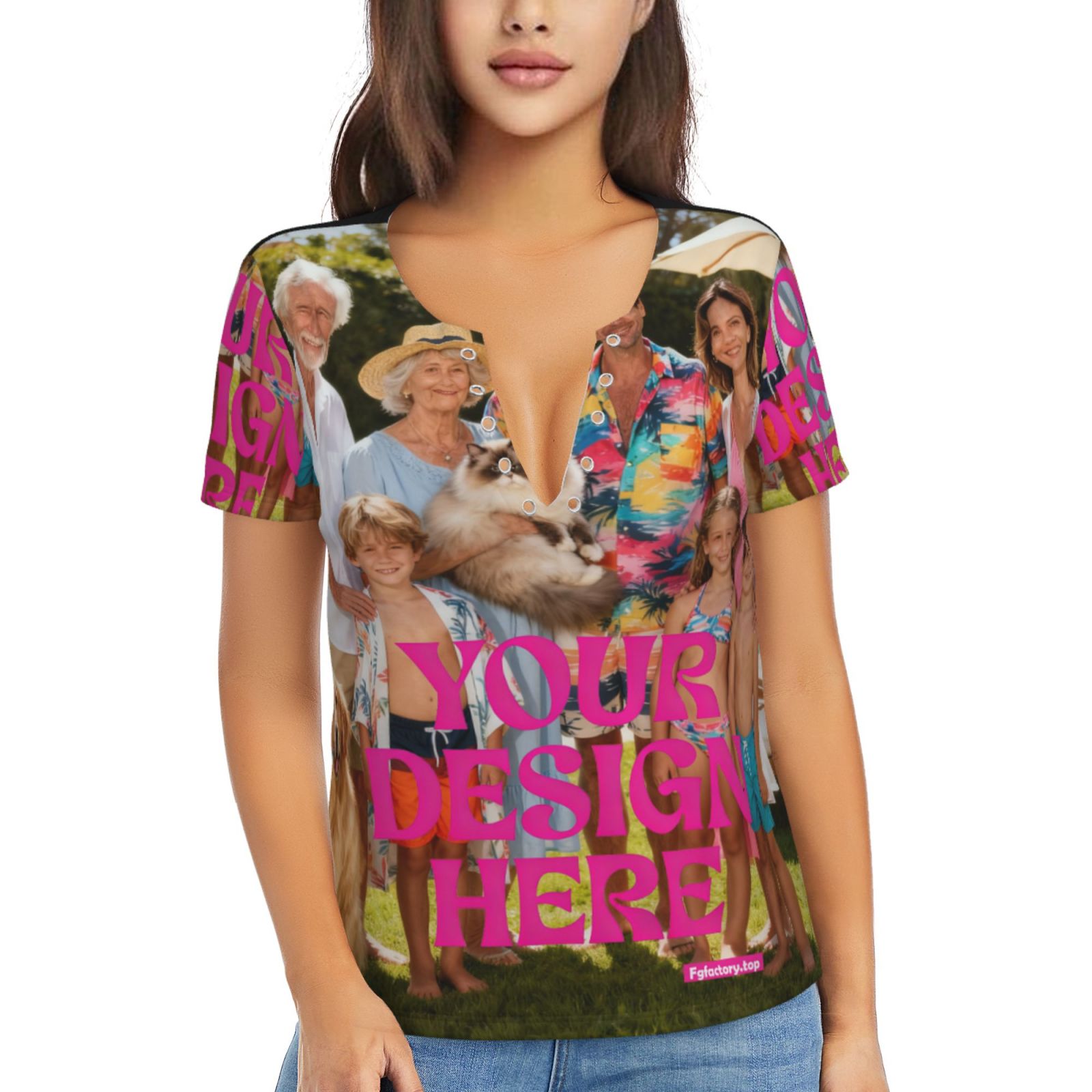 Custom Printed V-Neck T-Shirt