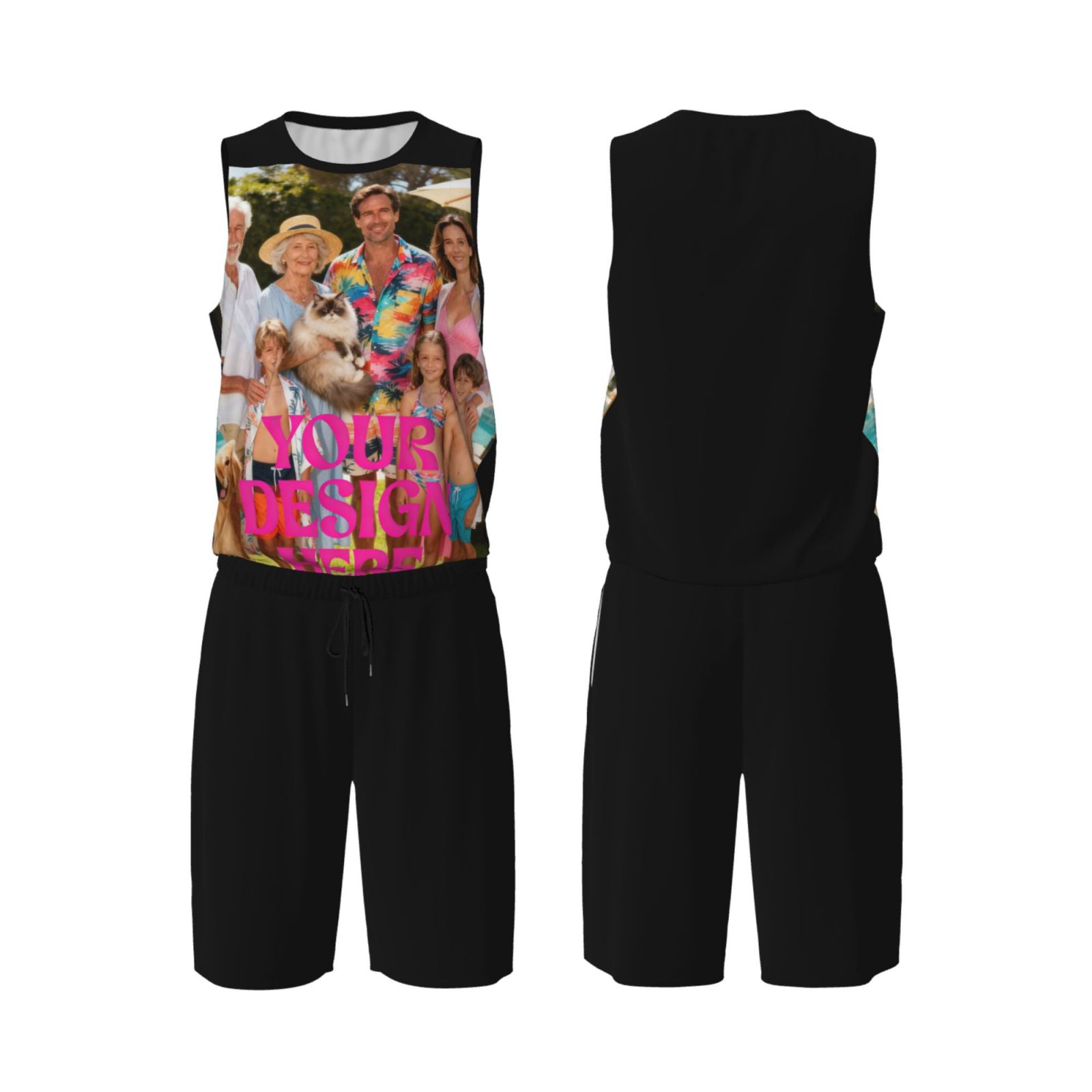 Custom Photo Print Sleeveless Shorts Set