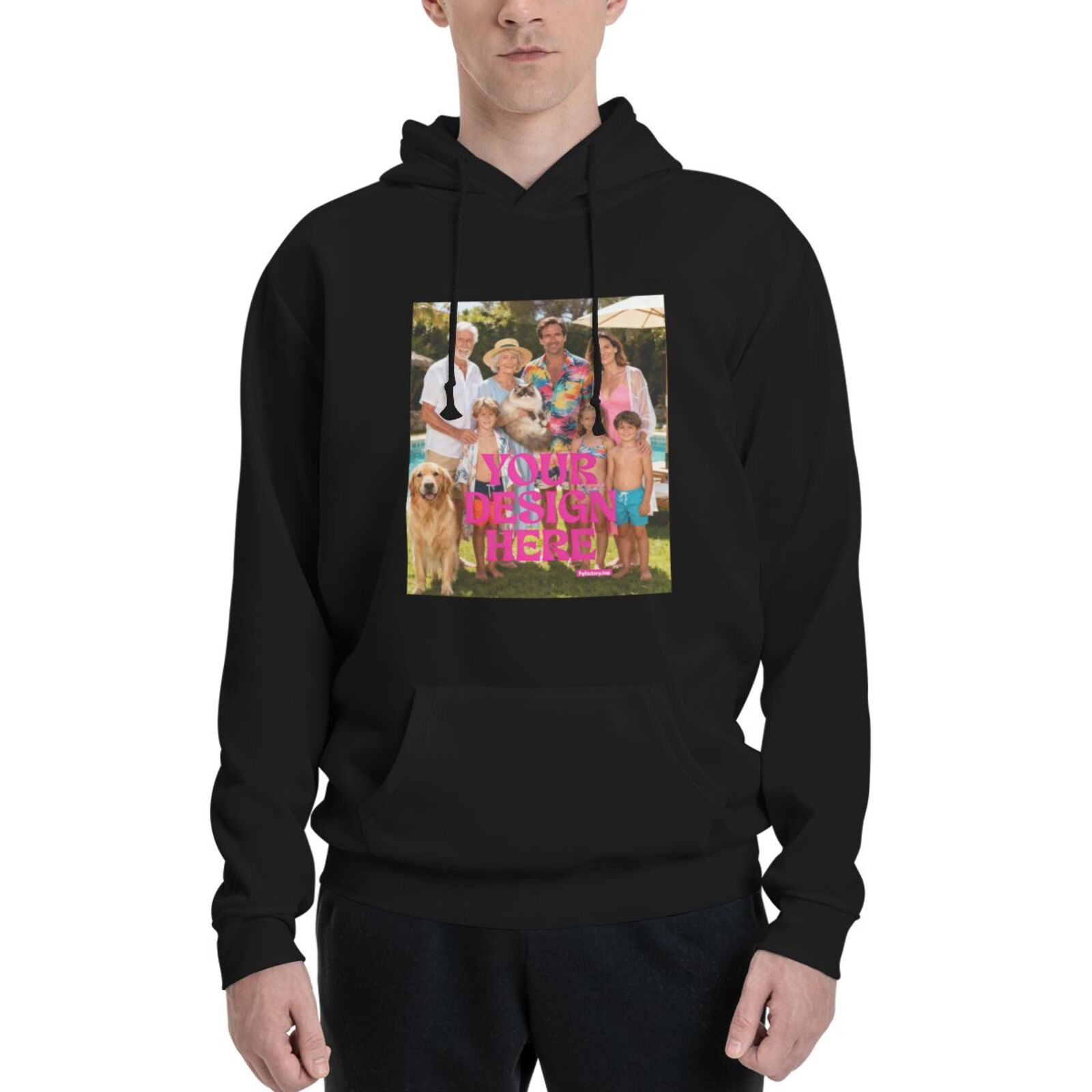 Family Photo Print Black Hoodie