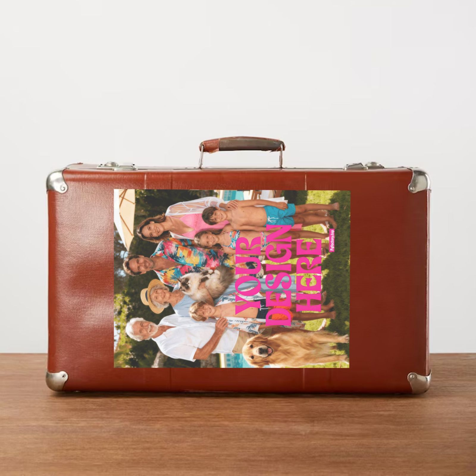 Vintage Brown Leather Suitcase paper cover