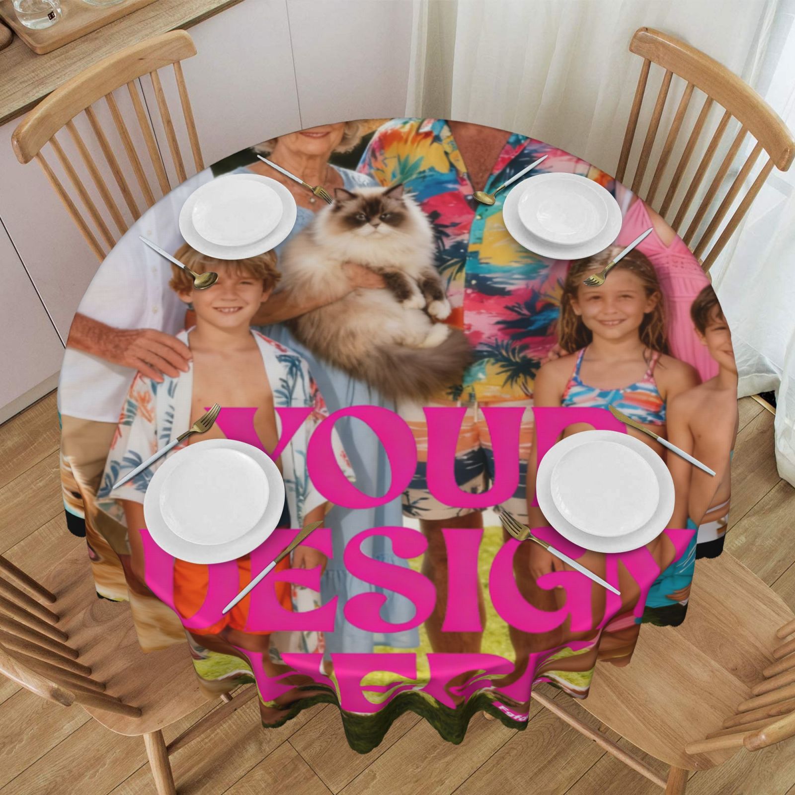 Custom Printed Round Tablecloth