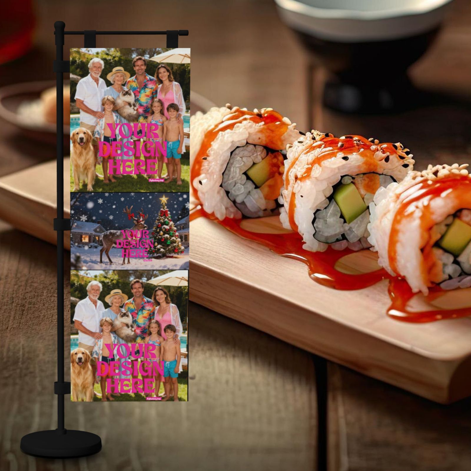 Delicious Sushi Rolls flag 2pcs