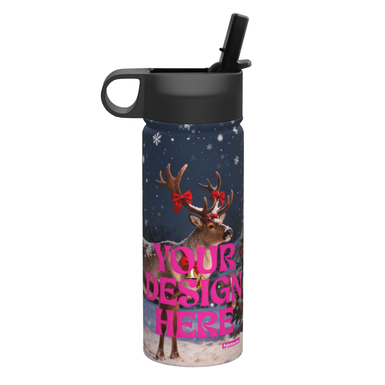 Custom Christmas Reindeer Water Bottle