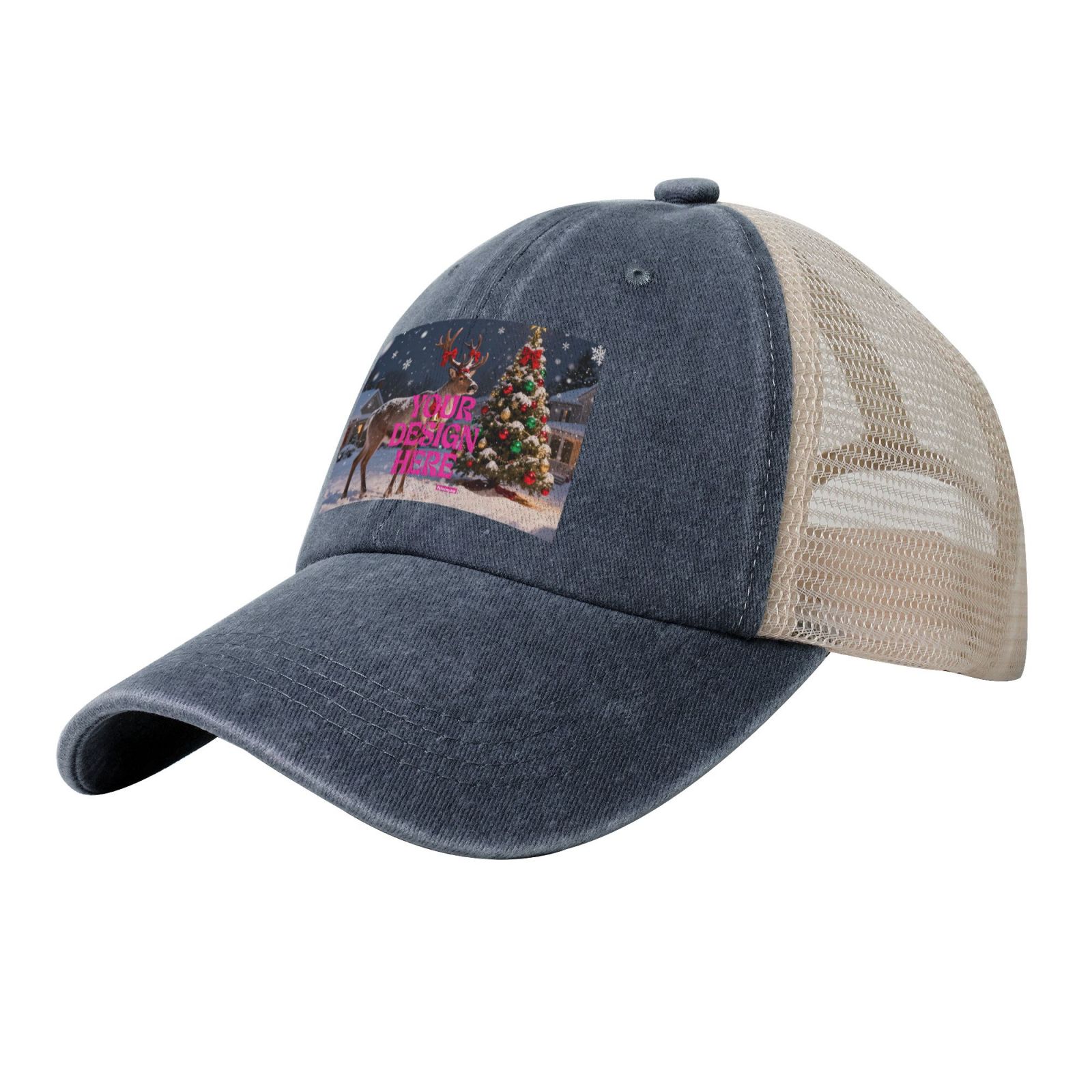 Christmas Scene Mesh Baseball Cap