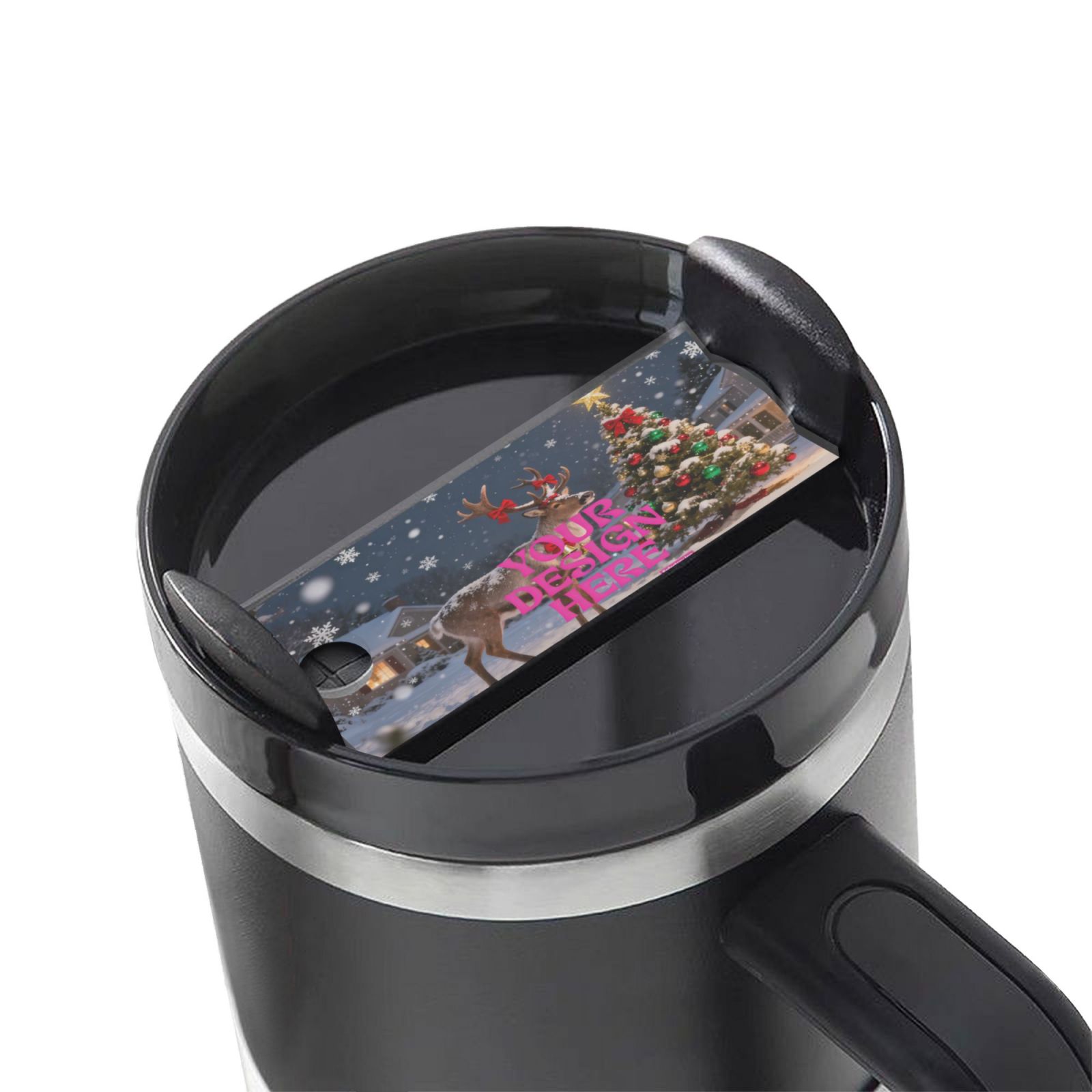 Black stainless steel travel mug