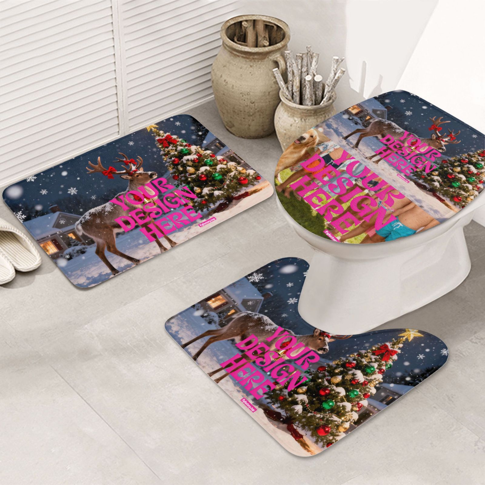 customized print on demand Bathroom Mat Set