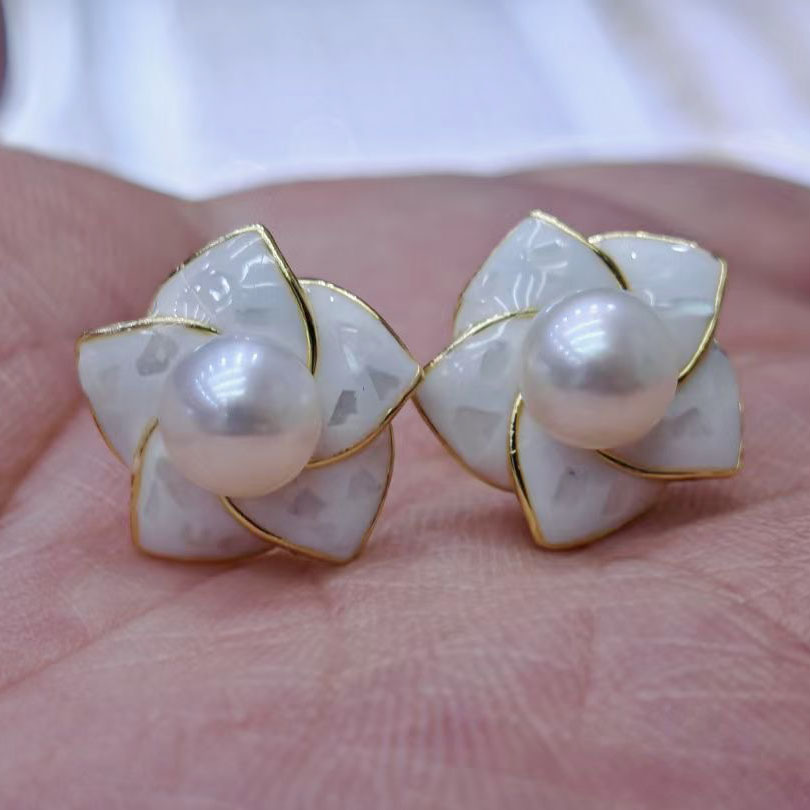 White Pearl Flower Earrings  choose any 2 pairs 39usd shipped