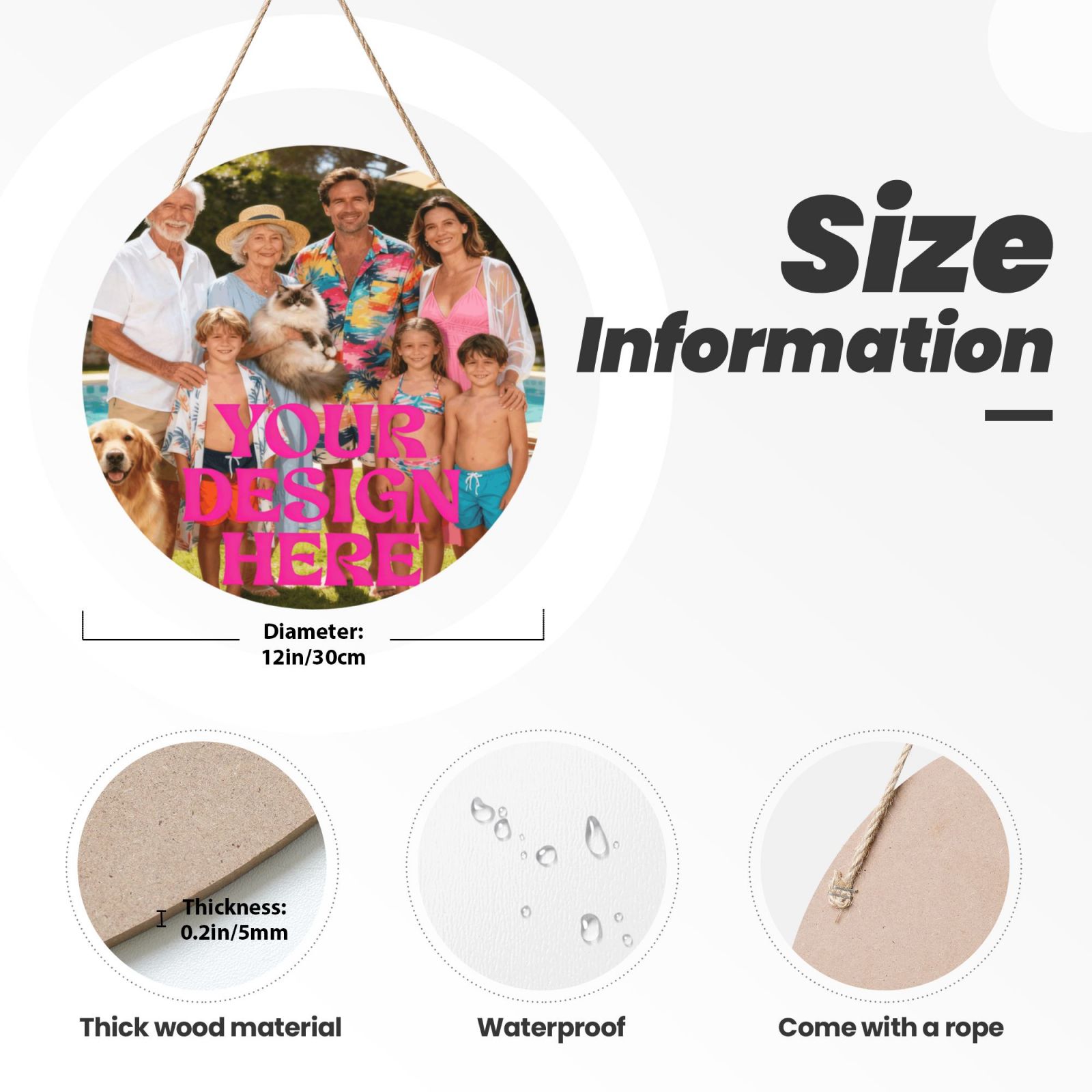 Personalized Round Door Hanging Sign