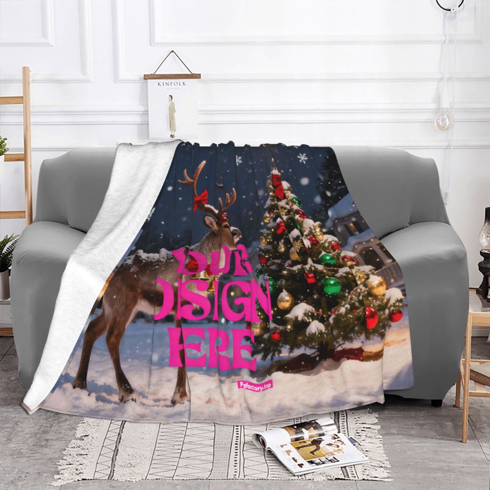 Christmas Reindeer Throw Blanket