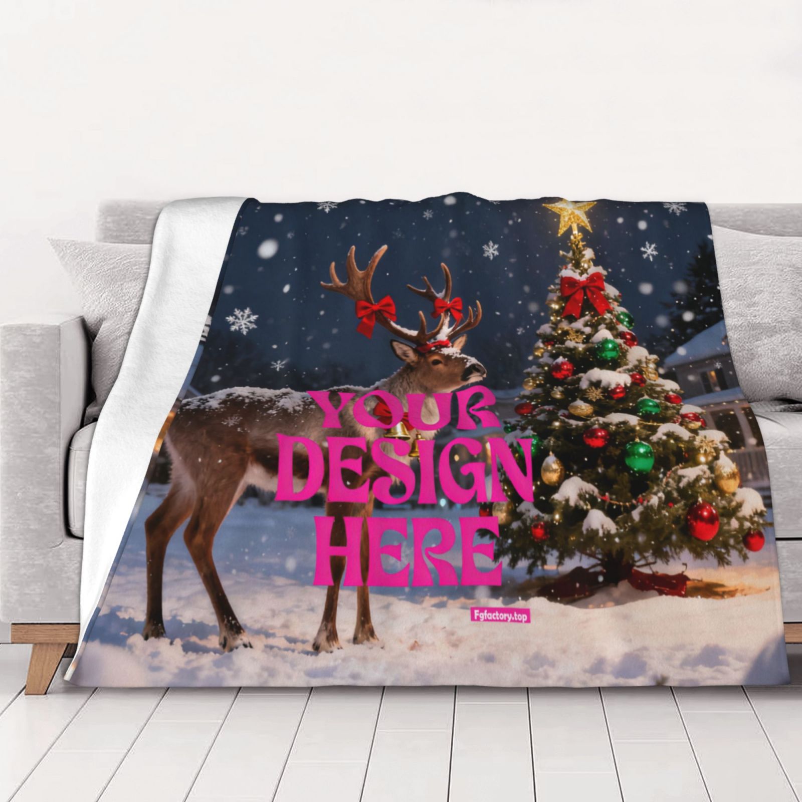 Christmas Reindeer Throw Blanket