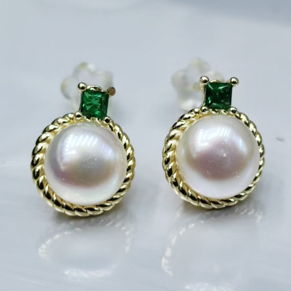 Elegant Pearl and Emerald Stud Earrings choose any 2 39usd shipped