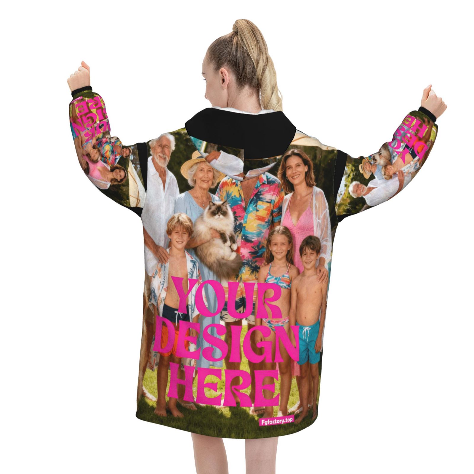 Custom Printed Oversized Hoodie Blanket