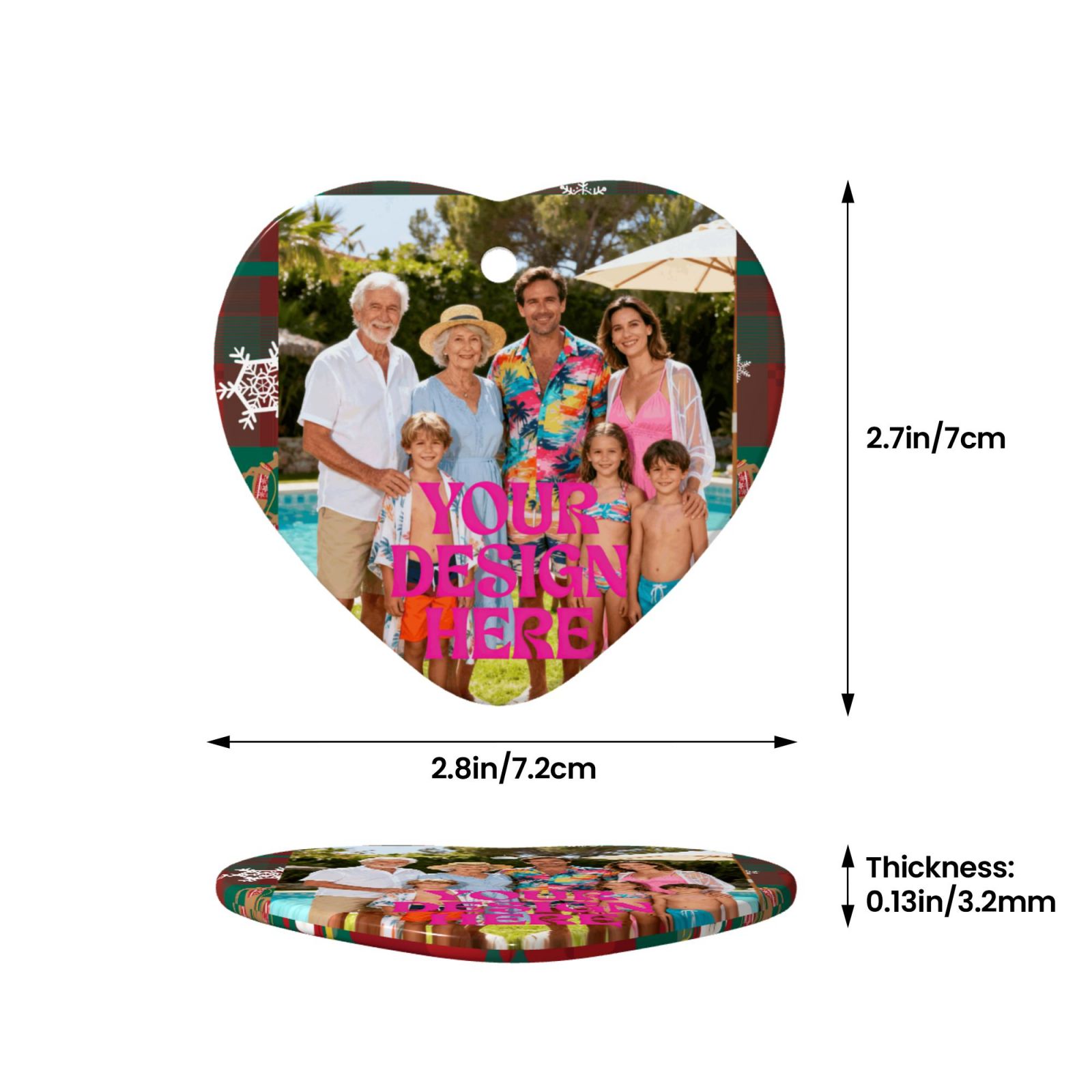 Custom Heart-Shaped Christmas Ornament