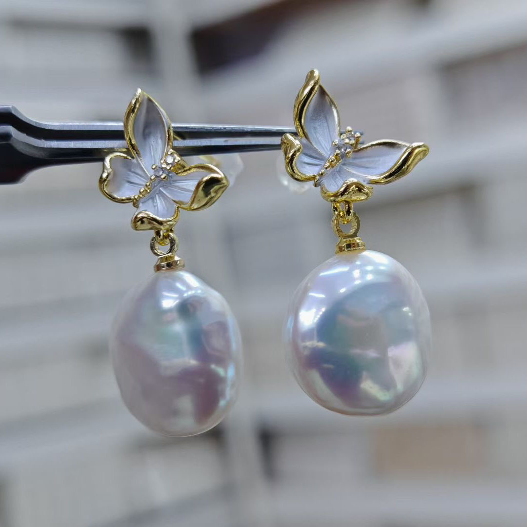 Butterfly Pearl Drop Earrings