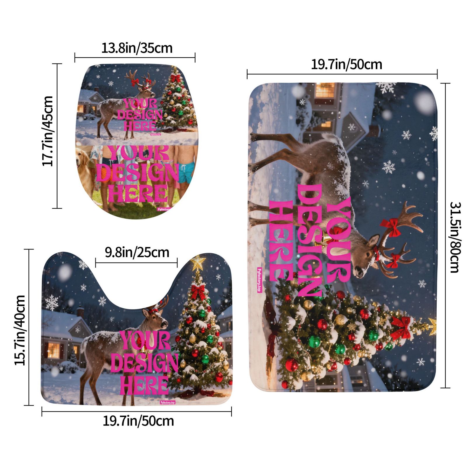 customized print on demand Bathroom Mat Set