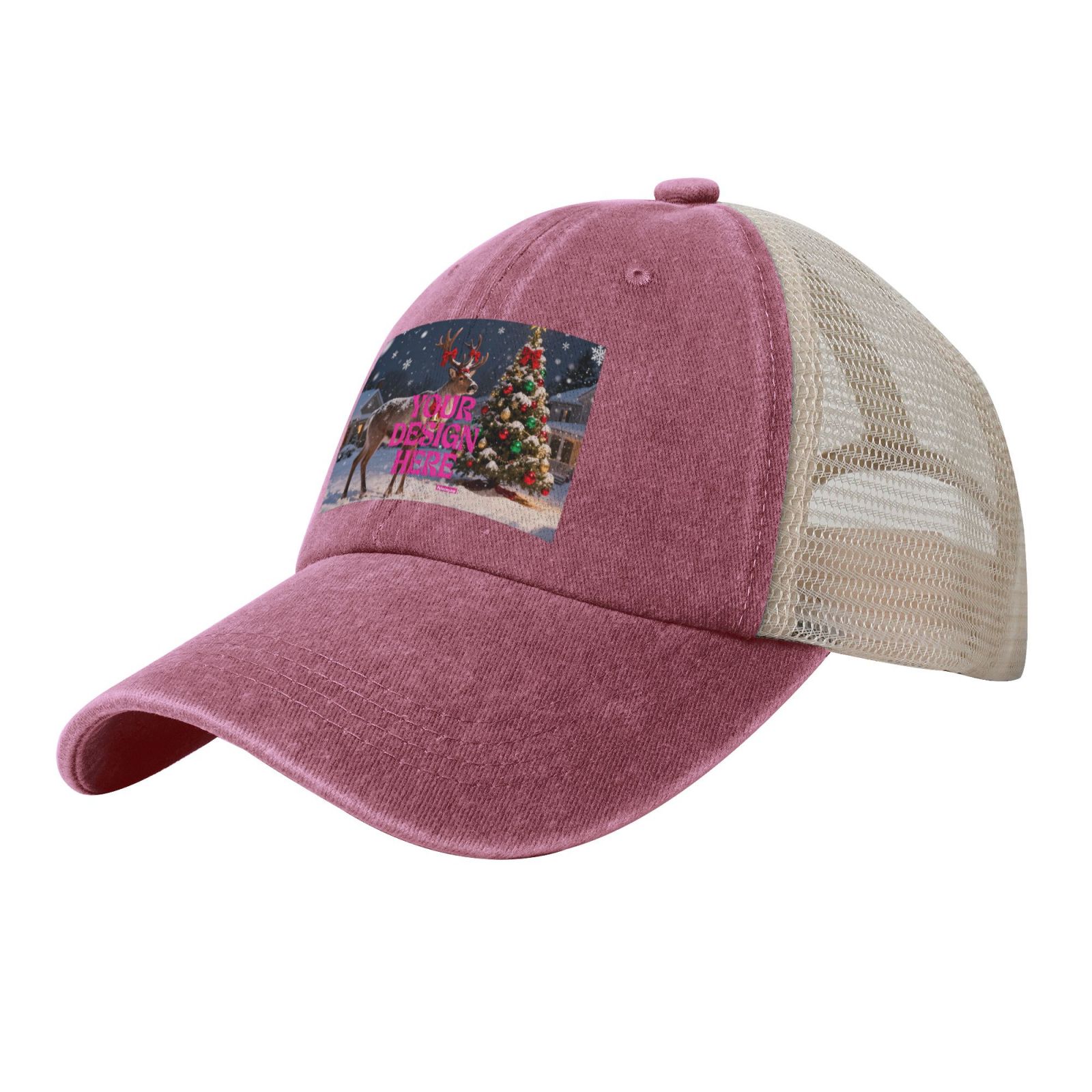 Christmas Scene Mesh Baseball Cap