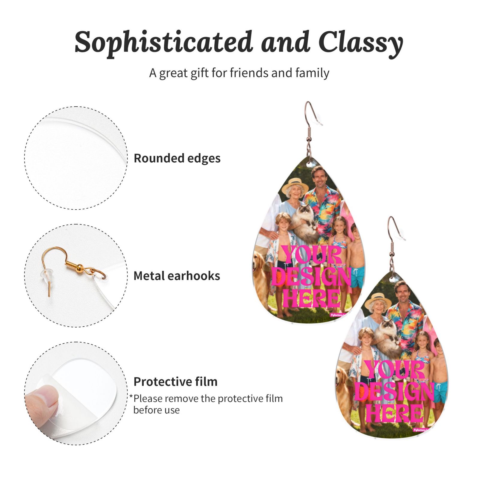 Custom Teardrop Photo Earrings