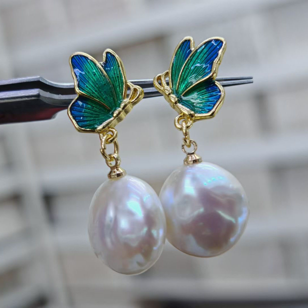 Butterfly Pearl Drop Earrings