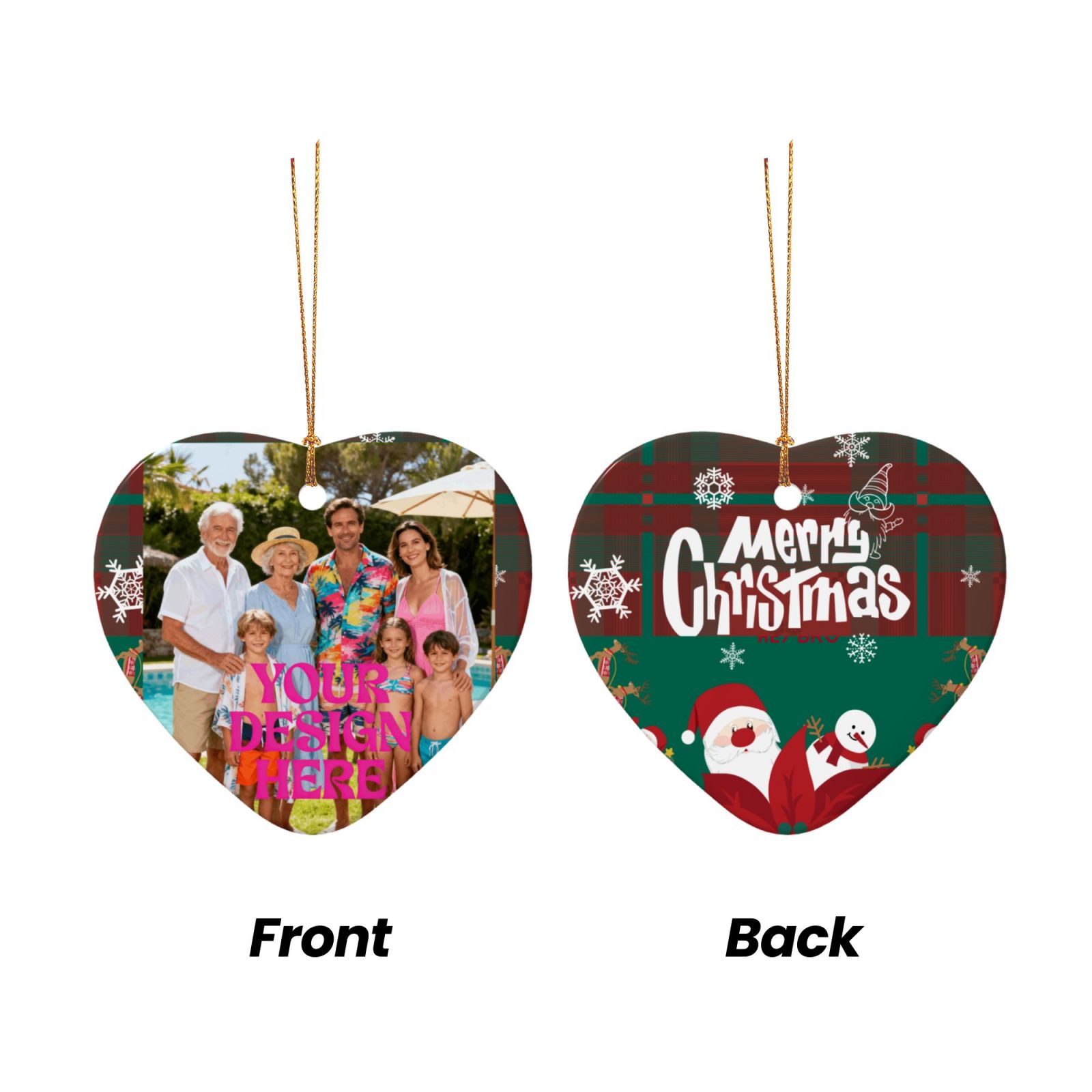 Custom Heart-Shaped Christmas Ornament