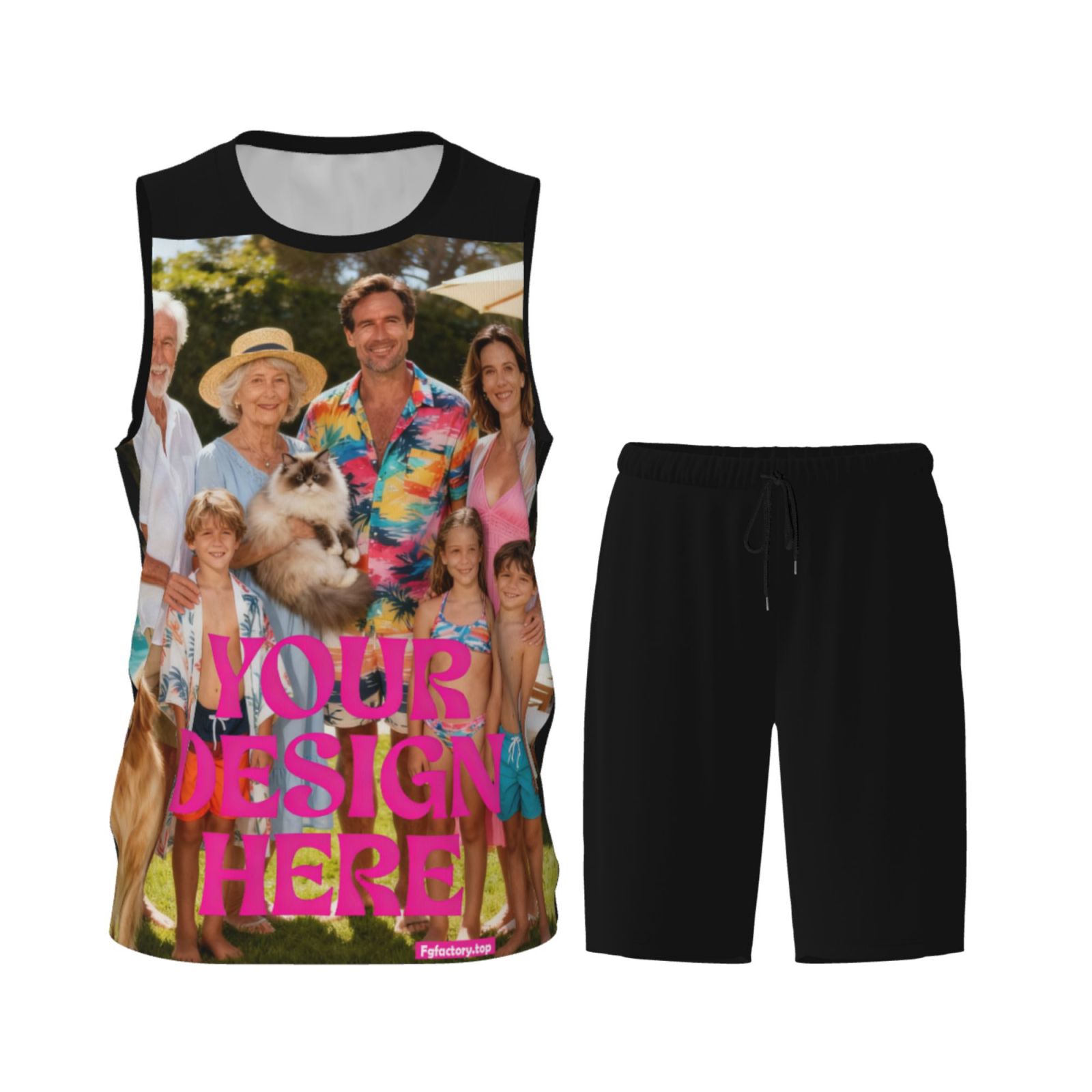 Custom Photo Print Sleeveless Shorts Set