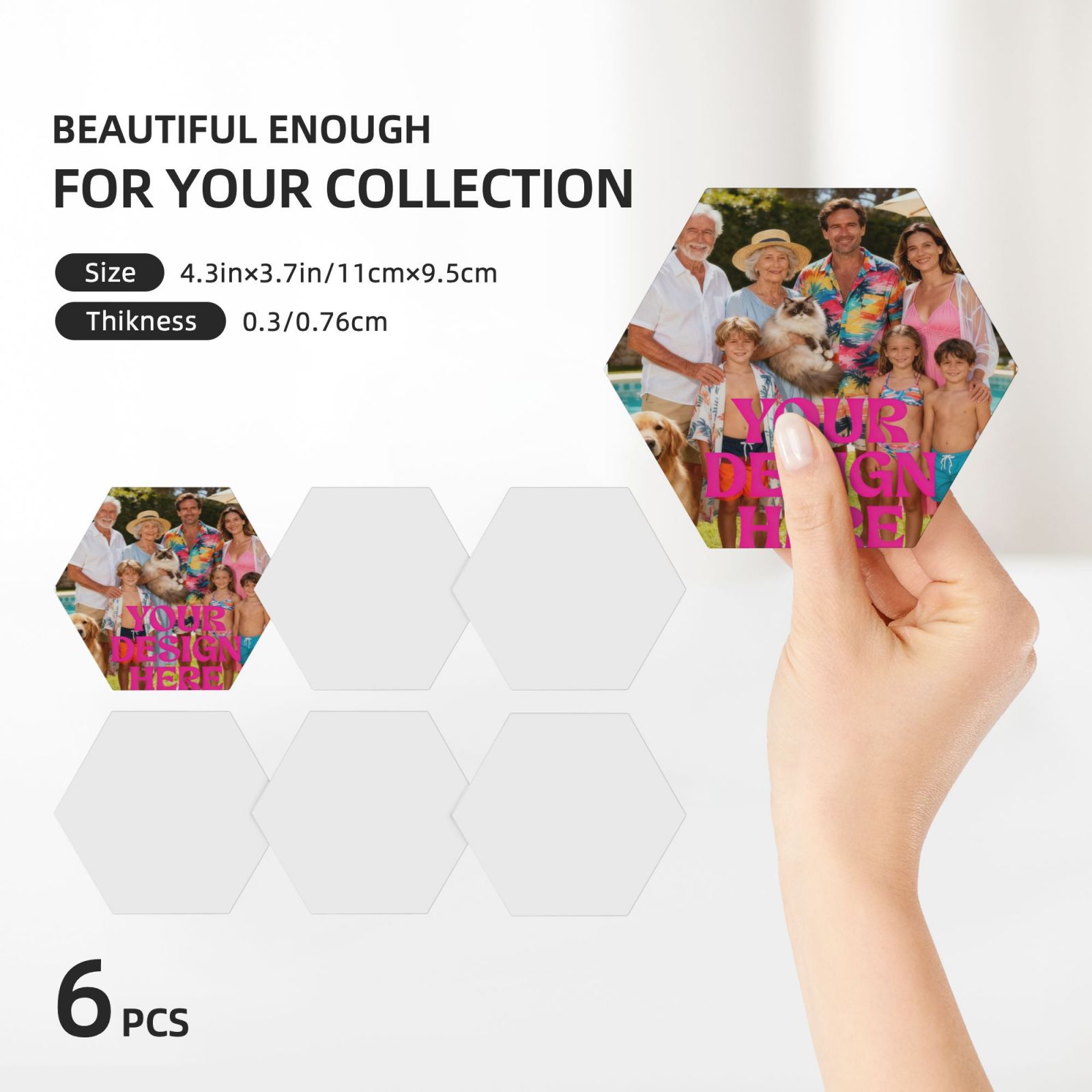 Custom Hexagonal Photo Coaster Set