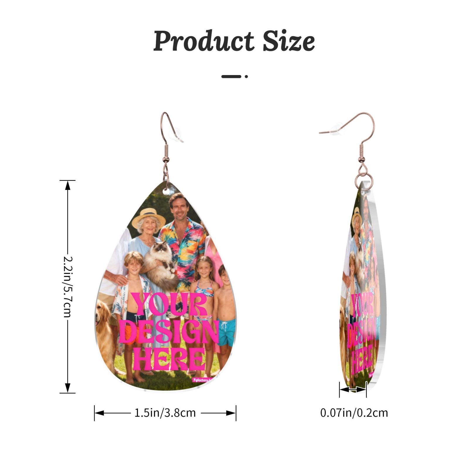 Custom Teardrop Photo Earrings