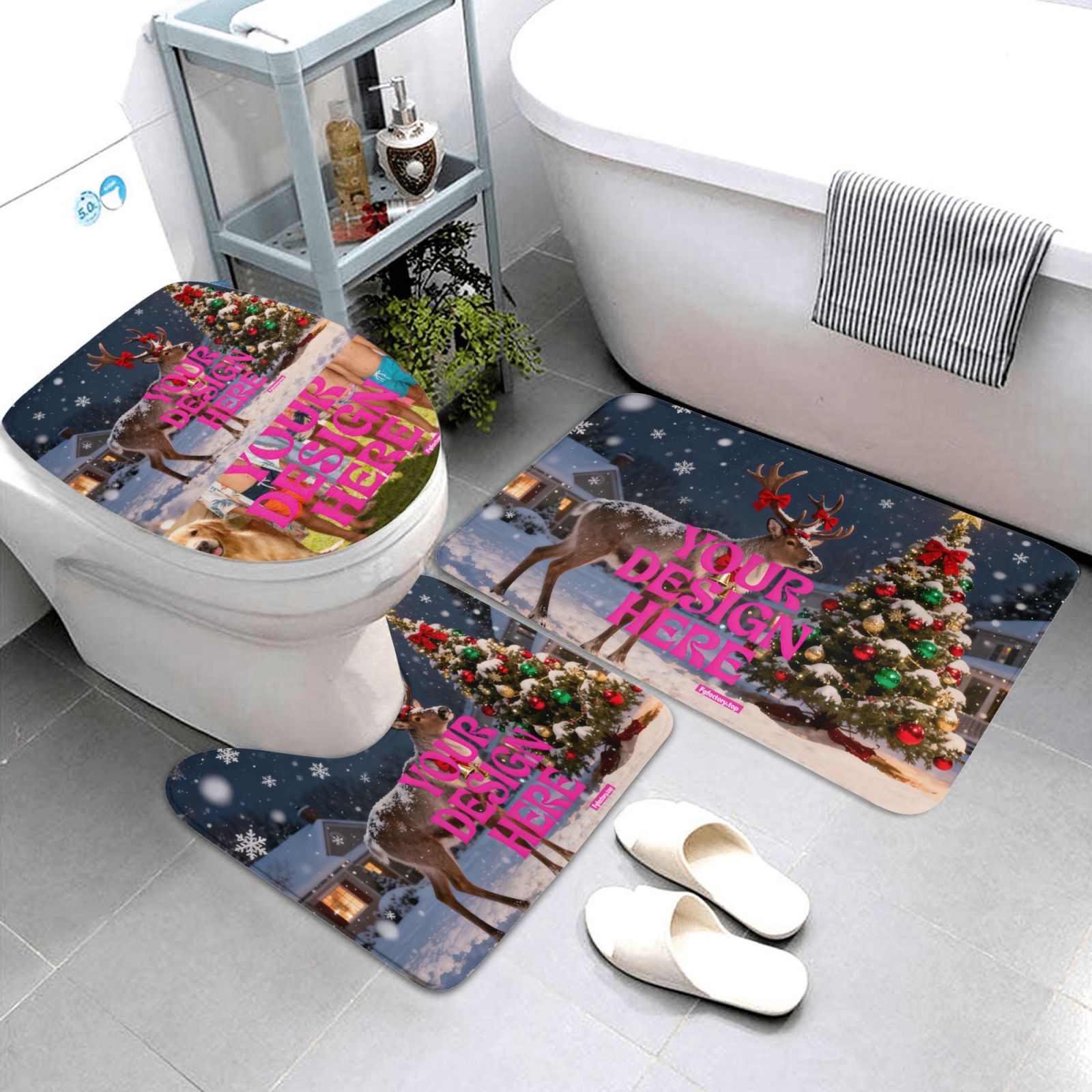 customized print on demand Bathroom Mat Set