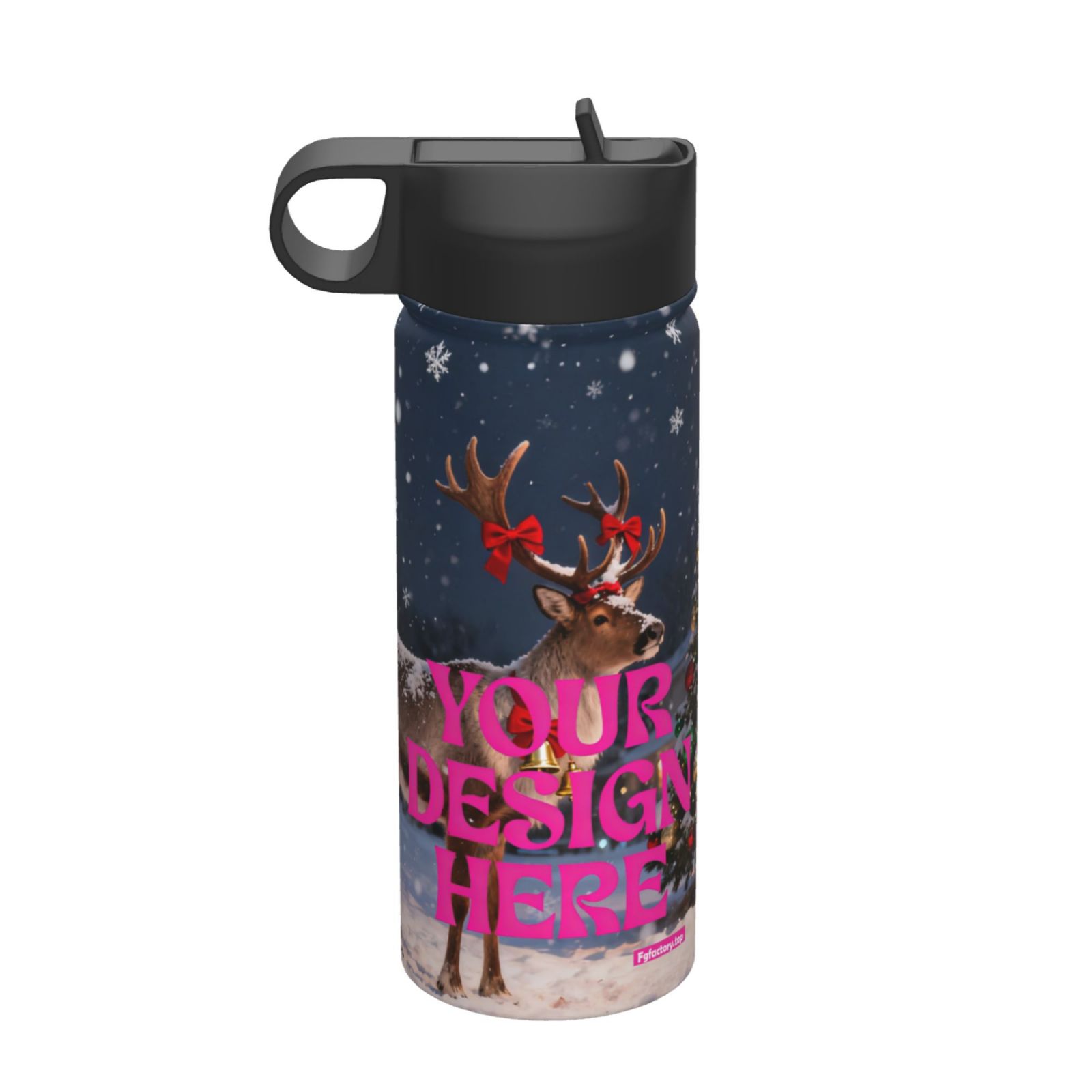 Custom Christmas Reindeer Water Bottle