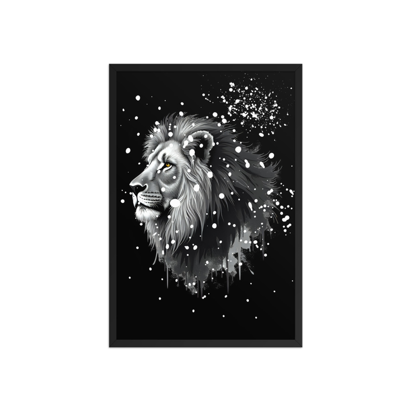 Sacred Lion on Black and White Framed poster