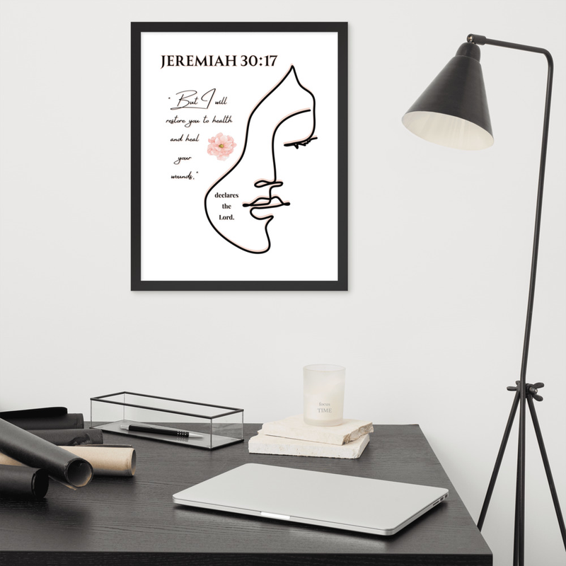 Sacred Light- Jeremiah 30:17 Framed photo paper poster