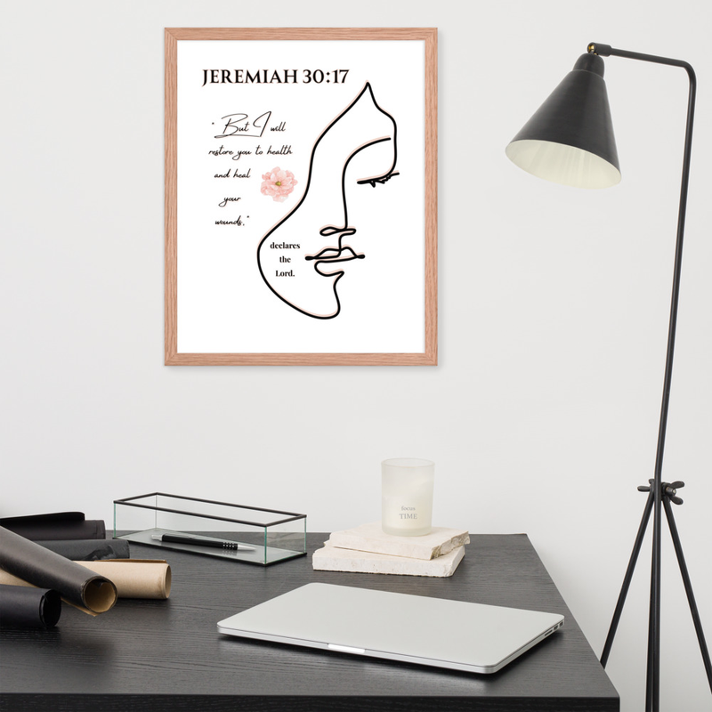 Sacred Light- Jeremiah 30:17 Framed photo paper poster