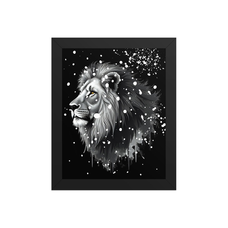 Sacred Lion on Black and White Framed poster