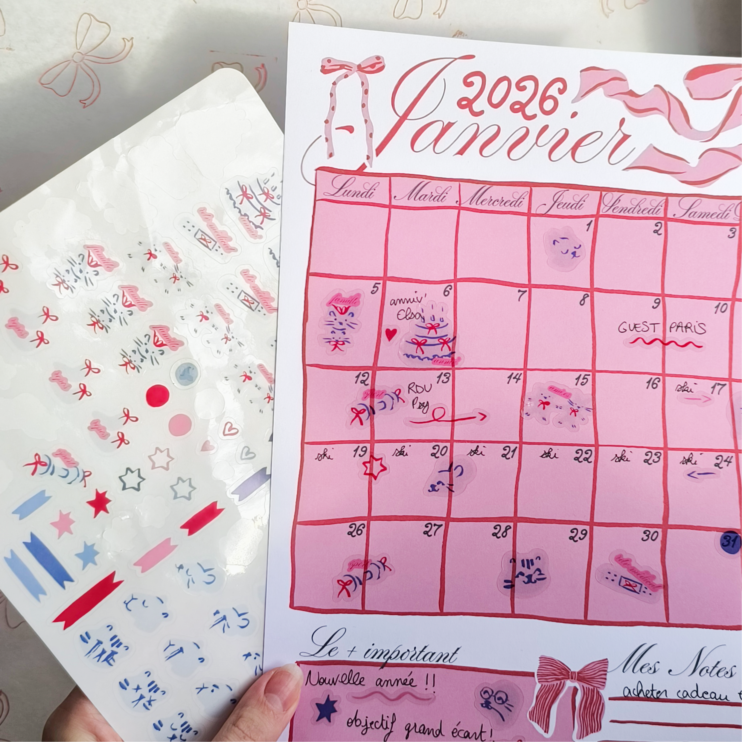 Niveau 2 : Courrier du mois - calendrier + planche de stickers