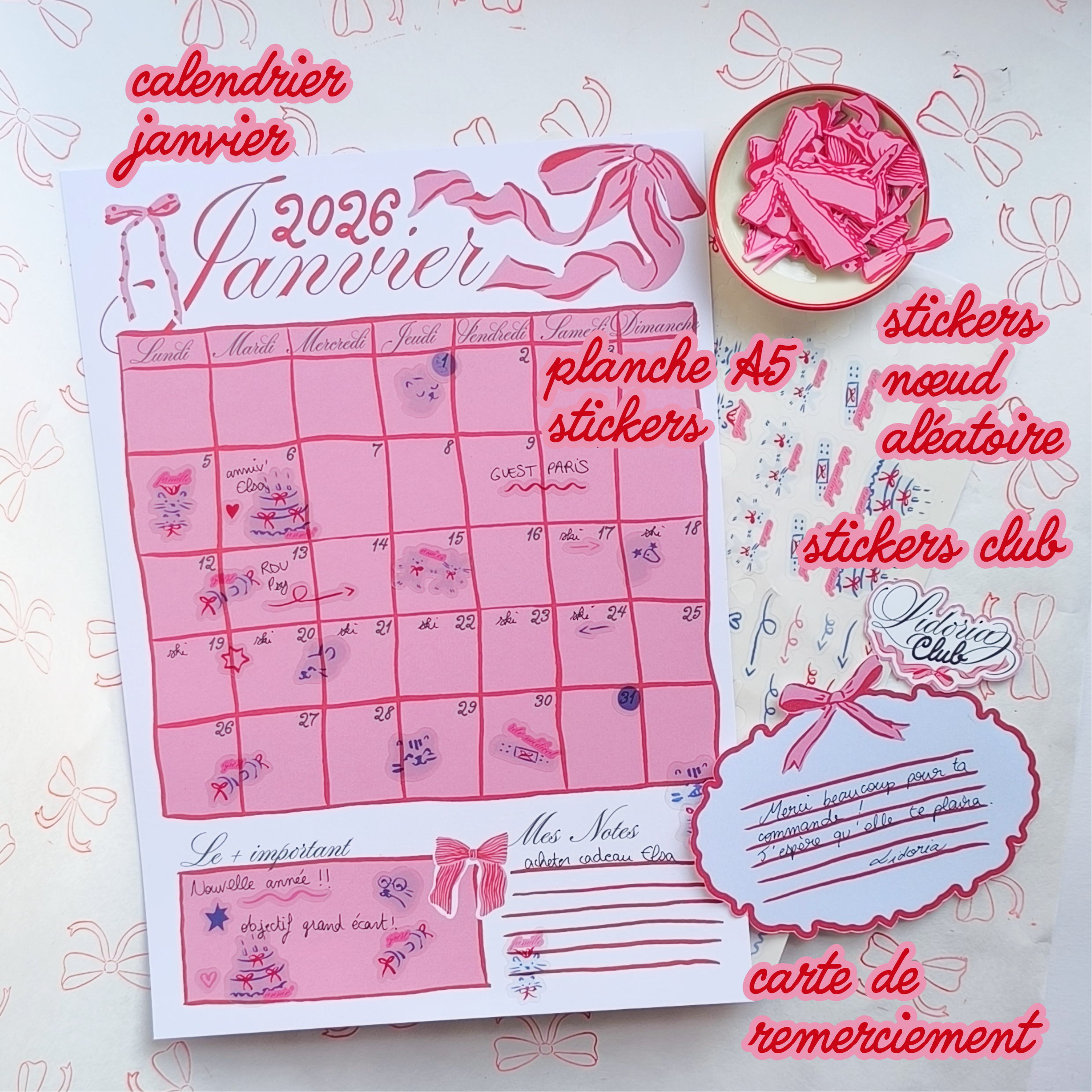 Niveau 2 : Courrier du mois - calendrier + planche de stickers