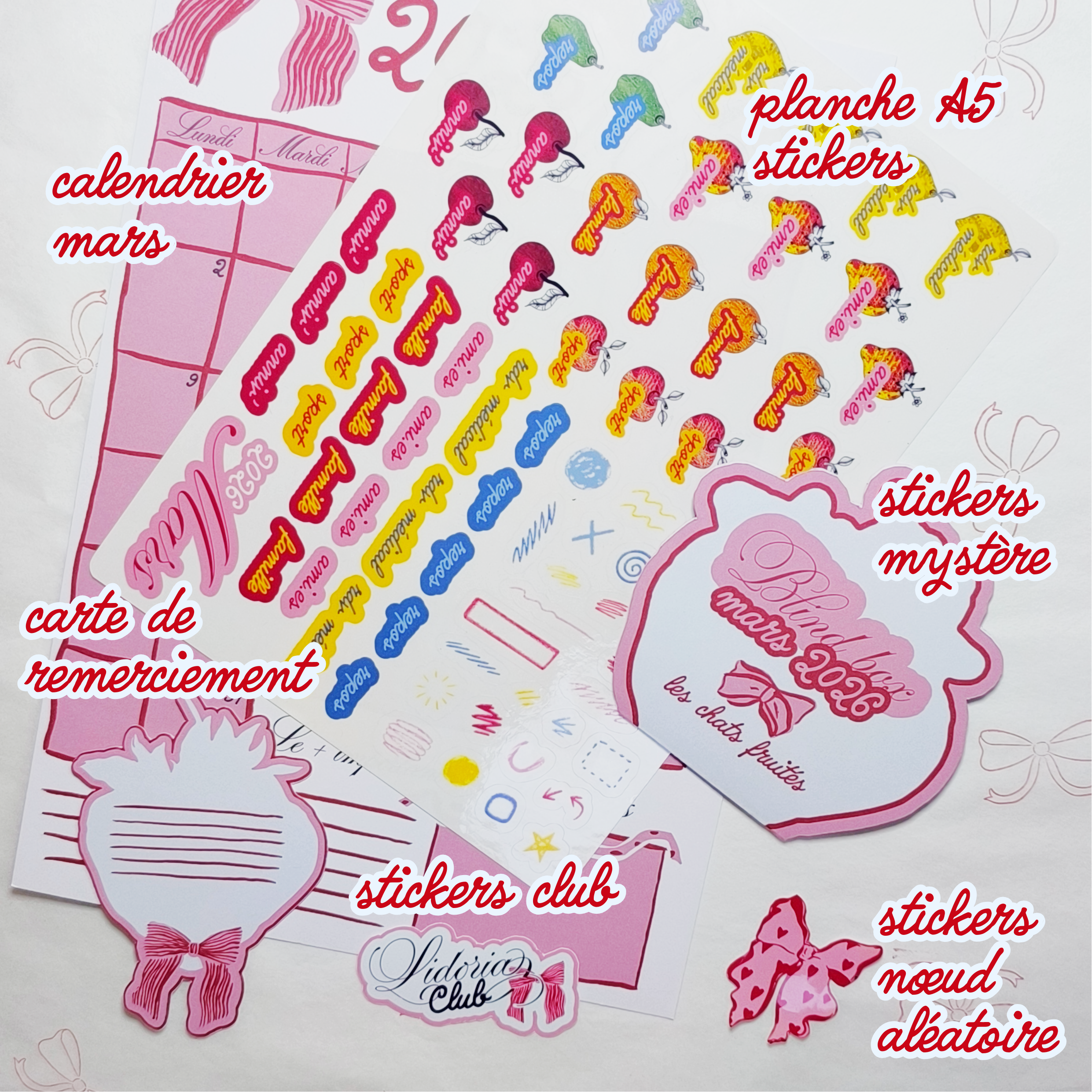 Niveau 3 : Courrier du mois - stickers mystère + calendrier du mois + planche de stickers