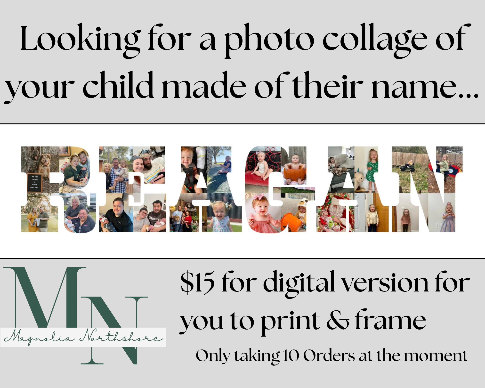 Custom Name Photo Collage
