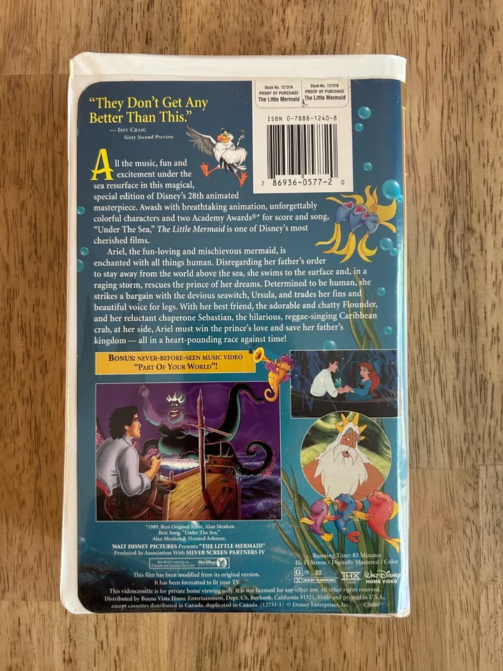 Walt Disney's The Little Mermaid (VHS, 1998) Special Edition Fully Restored