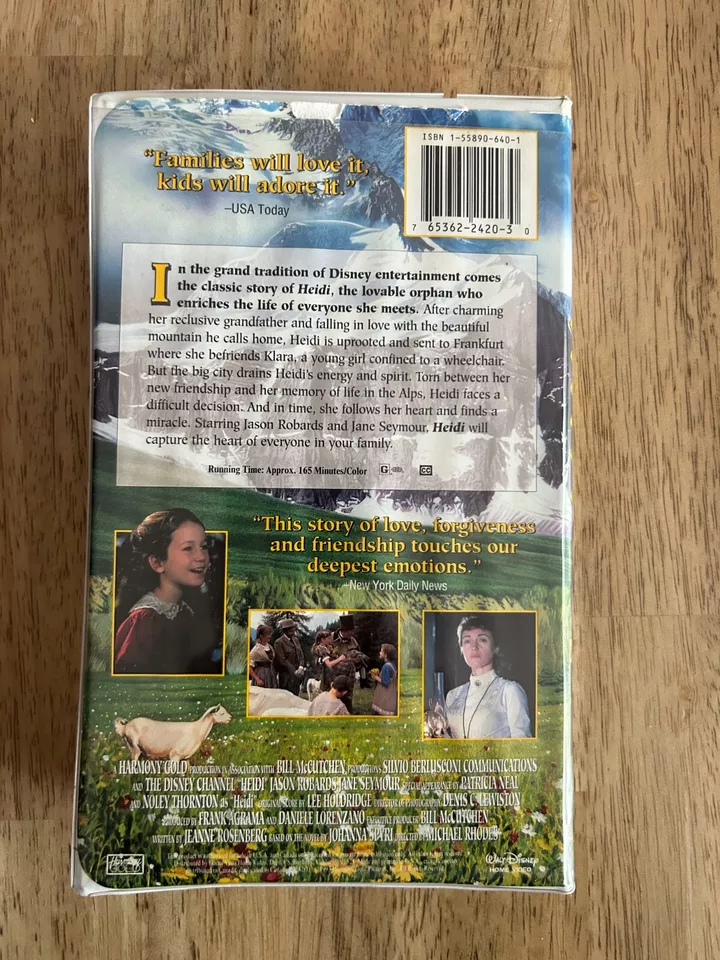 Vintage Disney HEIDI 1993 VHS Movie with Clamshell Case Jane Seymour ~ TESTED